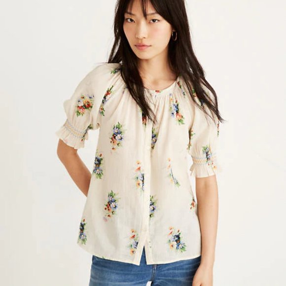 Madewell Tops - Madewell Smocked Button Down Top  Classic Corsage